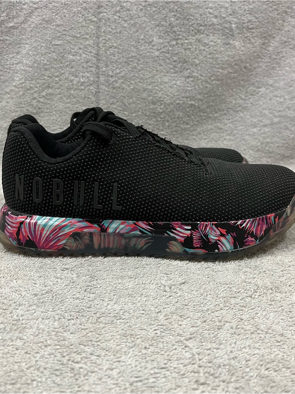 Nobull SuperFabric Outwork Trainers Womens 7 Black Floral Gym Shoes Sneaker